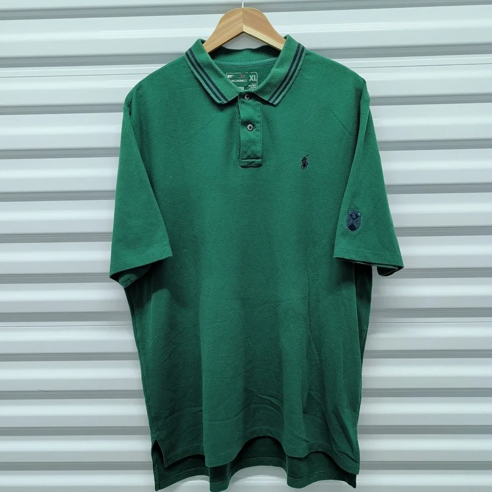 Polo Ralph Lauren RLX‎ Polo Shirt Size XL Mens Green Short Sleeve Logo Pique